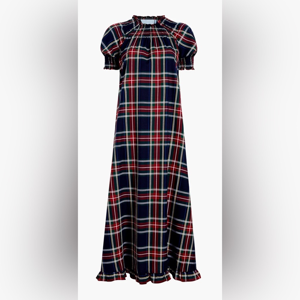 Caroline Navy Tartan Nap Dress Size Medium